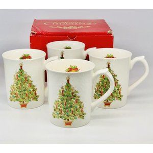 4 Vintage Otagiri Japan Gary  Stone Gibson Christmas Tree Mugs in Original Box
